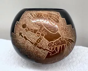 ART POTTERY ~ PUEBLO ~ SANTA CLARA ~ DAN TAFOYA ~ SPIRITUAL WARRIOR SEED POT - Picture 1 of 5
