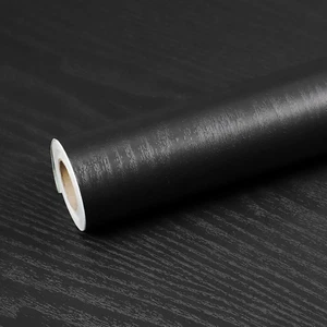 Black Wood Grain Contact Paper 24 X 196 In, Self-Adhesive Wallpaper Peel and Sti - Picture 1 of 7