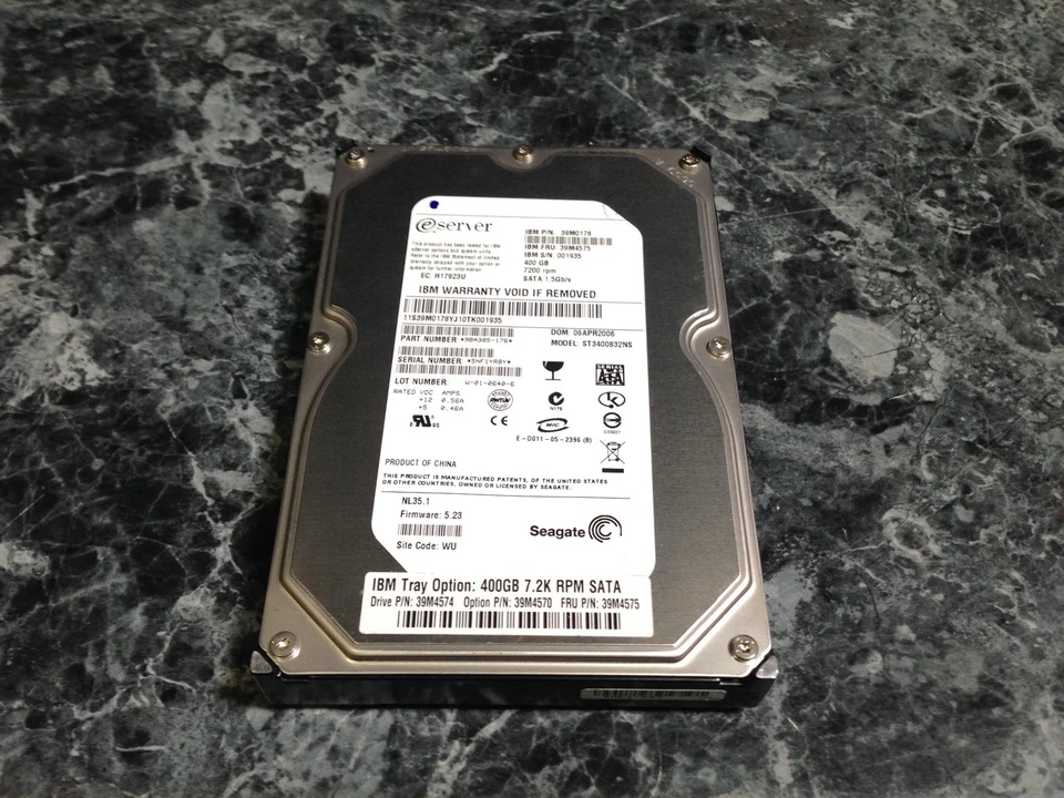 IBM 400GB 7200 RPM SATA HDD 39M0178 9BA385-176 - Image 1 of 3