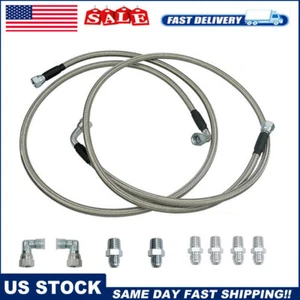 SS Braided Transmission Cooler Hose Lines Fittings TH350/700R4/TH400 52" Length - Picture 1 of 12