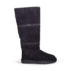 Ugg Classic Ultra Tall Black Suede Zipper Shearling Women's Boots Size Us 11 New