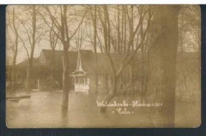 EARLY RP GERMAN POSTCARD C1910 FLOODING Waldschenke Cafe KOLN - Picture 1 of 2