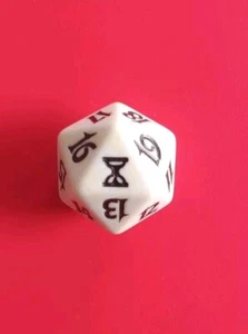 White Time Spiral Spindown Life Counter D20 Dice MTG Magic: the Gathering Die - Picture 1 of 5