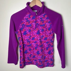 Columbia Girls Glacial Fleece 1/4 Zip Long Sleeve Pullover Pink Purple 14/16 - Picture 1 of 6