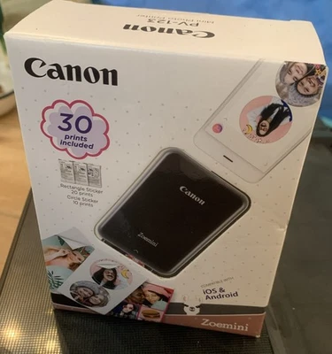Canon Zoemini Portable Photo Mini Printer -+ 30 Prints - Black New/Sealed - Image 1 of 4