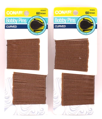 NEW Set 2 Conair Curved Bobby Pins 120 Pieces Total Brown Product #55603 NWT - Image 1 of 4
