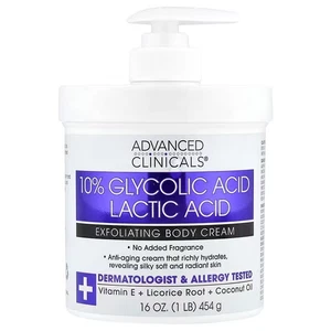 Advanced Clinicals, 10% Glycolic Acid, Exfoliating Body Cream, 16 oz (454 g) - Picture 1 of 1