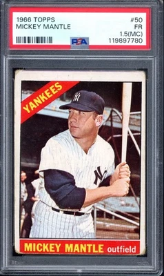 1966 Topps #50 Mickey Mantle PSA 1.5 (MC) Vintage HOF Baseball Card (7780) - Image 1 of 2