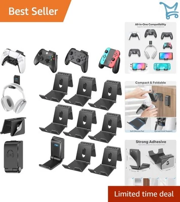 Soporte de montaje en pared para controlador y auriculares paquete de 9 juegos que ahorran espacio o... Foto 1 de 4