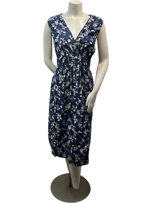 A.N.A  Dress Womens Plus Size 1X Blue Floral Sleeveless Vneck Pockets - Image 1 of 4