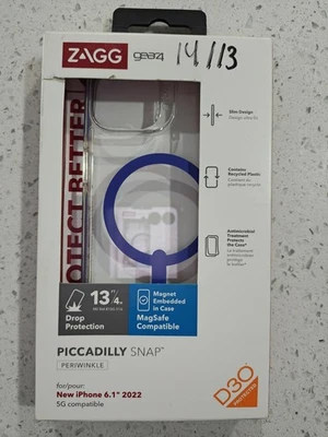Zagg Gear4 Piccadilly Snap Clear com roxo para iPhone 6.1 2022 5G - Imagem 1 de 2
