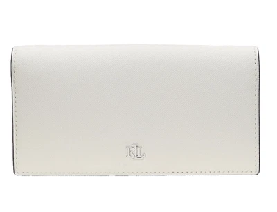 Cartera para mujer Ralph Lauren de cuero delgada con cierre a presión blanca suave $125 Foto 1 de 3