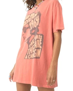 Daydreamer X Free People Bob Dylan And The Band T-Shirt Damen Small Oversized Pink - Bild 1 von 11