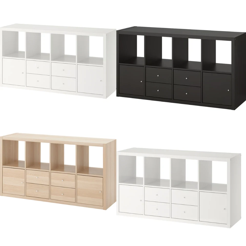 KALLAX Shelving Unit with 4 Inserts-Modern Cube Storage Organizer, 147x77 cm - Image 1 of 1