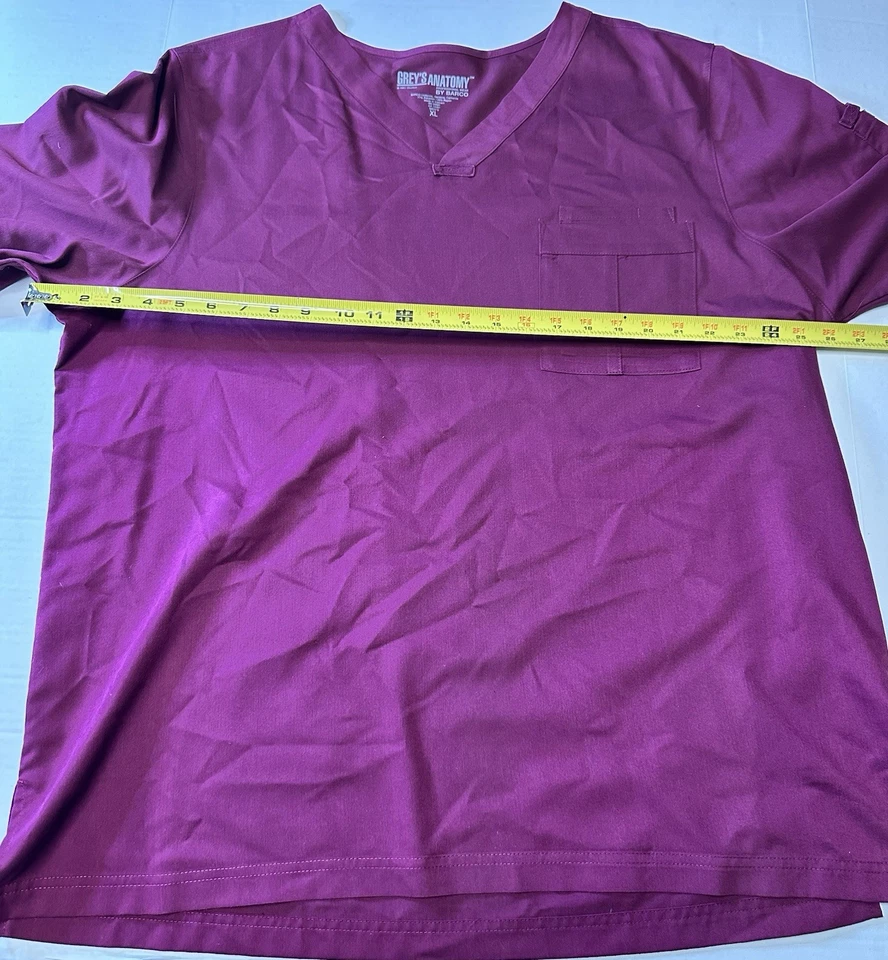 Blusa Médica Grey's Anatomy by Barco Para Hombre XL Borgoña Cuello en V Enfermería Médica Foto 1 de 4