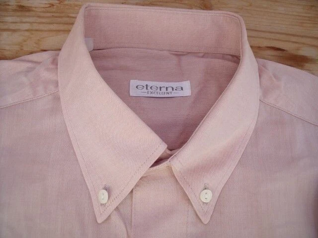Eterna EXCELLENT Camicia 41 Arancione Chiaro-Salmone Lucido In Seta #TA3846 - Immagine 1 di 1