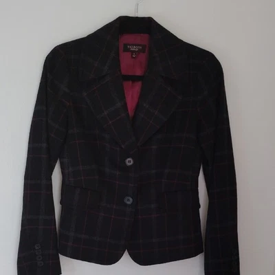 Blazer Talbots Mujer Negro/Rosa Mezcla de Lana a Cuadros 2 Botones Talla 2 Preppy Academia Foto 1 de 4