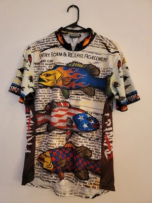 VTG Primal Wear Great De BAIT Cycling Jersey Shirt LARGE L Fish Bike USA FLAME - Image 1 of 4