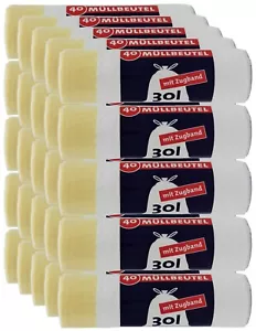 1000 Ulith Müllbeutel mit Zugband 30 Liter 40 Stück pro Rolle, weiß (25er Pack) - Bild 1 von 1