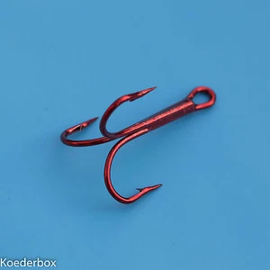 50 Drillingshaken,Drillinge, Rot Größe   4# treble hook red - Bild 1 von 1