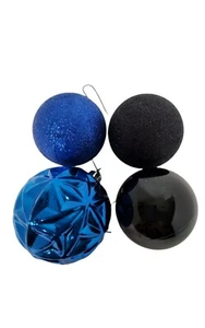 Juego de 10 adornos de árbol de Navidad bola negra y azul. - Imagen 1 de 2
