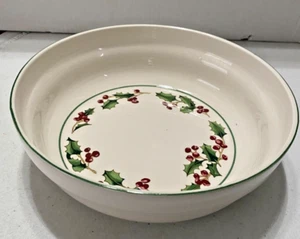 SANGO "White Christmas" Vintage Holly Korea -- Round serving bowl - 9" X 2.75" - Picture 1 of 5