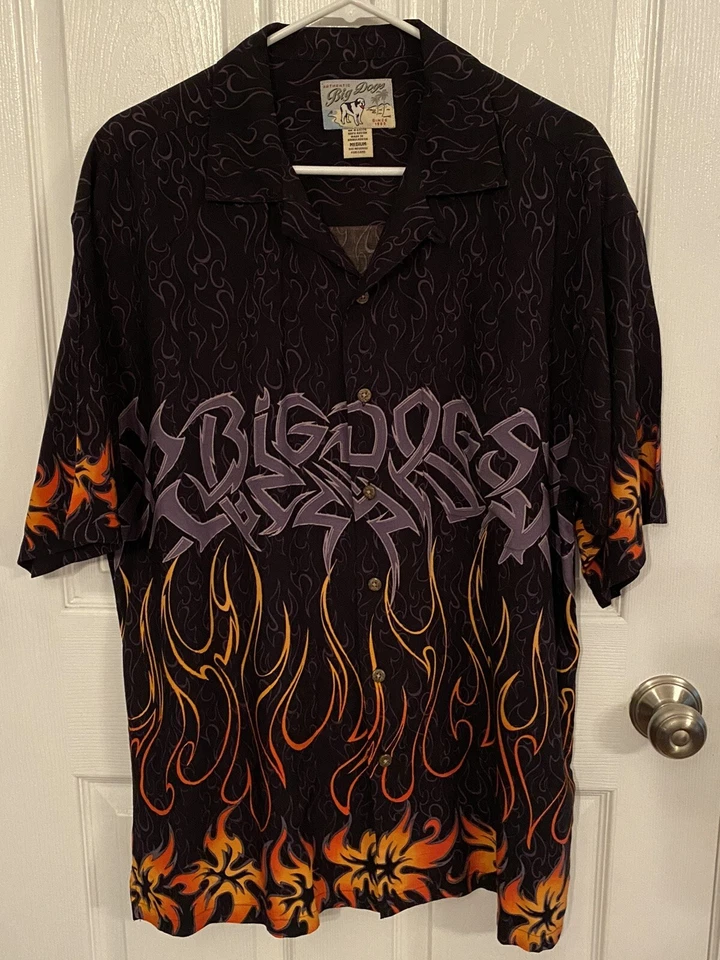 Camisa vintage Big Dogs llama abstracta negra para hombre mediana Foto 1 de 4