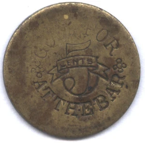 N. W.  * GOOD FOR 5 CENTS AT THE BAR * OFF-CENTER STRIKE !! * LIKELY RARE ERROR  - Picture 1 of 2