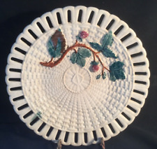Antique Reticulated Wedgwood Basketweave Majolica Plate with Applied Berries