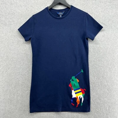 Polo Ralph Lauren Dress Girls Size Large 12/14 Blue Short Sleeve Big Pony Shift - Image 1 of 4