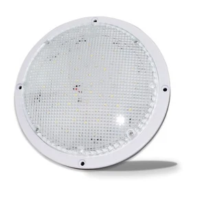 NEW RV TRAILER CAMPER 5TH WHEEL WHITE 8.5" ROUND SCARE PORCH 12V LED LIGHT 600LM - Picture 1 of 5