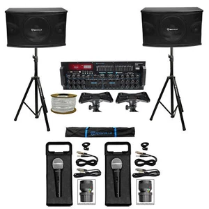 Rockville Karaoke Machine System w/ Pair 10" Speakers+Bluetooth Mixer Amp+Mics - Picture 1 of 12