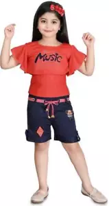 Girls Casual Top and Shorts Set - Picture 1 of 3
