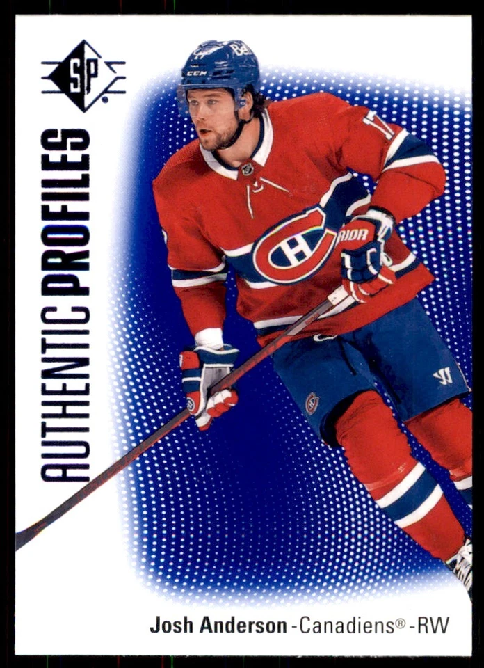 2021-22 SP Hockey Authentic Profiles Blue Josh Anderson #AP-6 - Image 1 of 2