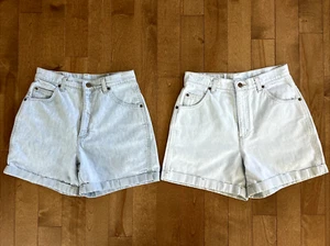 2 Pr Vintage Hunt Club Light Wash Denim Sz 8 High Rise Cuffed Mom Shorts 30"x5" - Picture 1 of 15