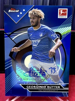 2022-23 Topps Finest Bundesliga Bule Refractor 55/65 Georginio Rutter Auto - Image 1 of 2