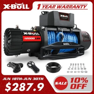 X-BULL Electric Winch 12V 12000LBS Synthetic Rope Towing Truck 4WD SUV Off-Road - Picture 1 of 17