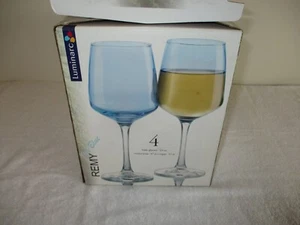NEW SET OF 4 LUMINARC WINE GLASSES REMY ICE BLUE 19 OZ OUNCE - Picture 1 of 5