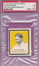PSA 1.5 FAIR CONNIE MACK HOF 1915 POSTACO STAMP GRADED VINTAGE YELLOW BACK TPHLC