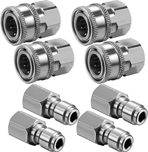 Kit de presión de conector rápido macho y hembra de acero inoxidable 4 PIEZAS de 3/8 pulgadas NPT - Imagen 1 de 7