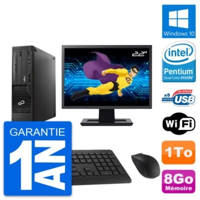 PC Fujitsu E510 Dt Pantalla 22" Pentium G2020 RAM 8Go Disco 1To Windows 10 Wifi - Imagen 1 de 4