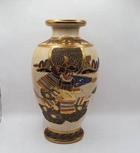 Large Japanese Japan Satsuma Vase Immortals 10.5" H Handpainted In Japan Antique - Bild 1 von 19