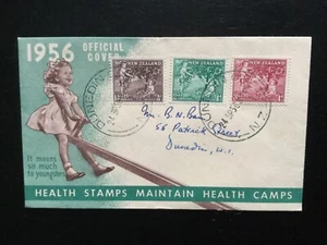 NEW ZEALAND 1956 Health FDC, Dunedin CDS pmk, Fruit (T48#2) - Imagen 1 de 1