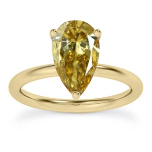 Diamond Solitaire Ring Pear Shape Fancy Brown 14K Yellow Gold 1.01 Carat GIA - Picture 1 of 6