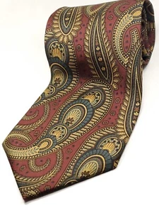 BURBERRY Vintage 100% Silk Tie Men's Burgundy Red Brown Paisley Necktie NEW - Picture 1 of 5