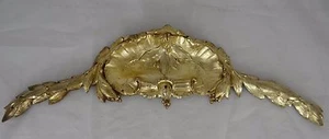 17.5" Antique Large French Gilded Bronze Furniture Pediment Decoration - Picture 1 of 9
