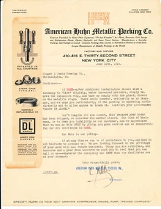 BILL HEAD LETTERHEAD 1914 - EMBALAJE METÁLICO DE POLLO AMERICANO - CERVEZA RIEGER Y GRETZ - Imagen 1 de 1