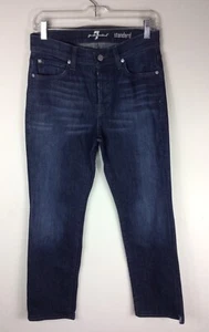 7 For All Mankind Womens 29 Blue Jeans Standard Straight Leg Button Fly 30x31 - Picture 1 of 8