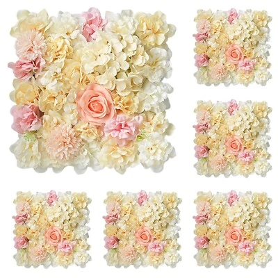 6 Pieces Artificial Flowers Wall Background 3D Flower Wall Panels Wedding Decor - Image 1 of 4