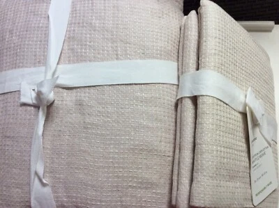 Edredón Pottery Barn tejido gofre de lino europeo F/Q 2 fundas rosa agua de rosas rosa reina Foto 1 de 3